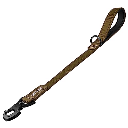 OneTigris Bolt Guinzaglio corto per cani 52 cm, con clip in metallo e morbida imbottitura riflettente, in nylon, adatto per cani di taglia media e grande, marrone