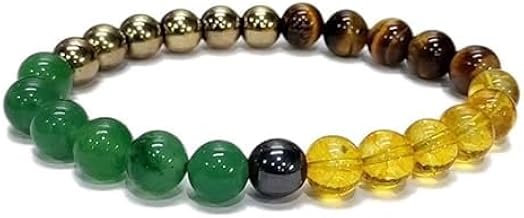 Money Magnet Bracelet Pyrite, Green Aventurine, Citrine, Hematite, Tiger Eye Stone For Attracting Money, Financial Success, Good Luck, Crystal Healing Natural Gemstone Unisex-Adult