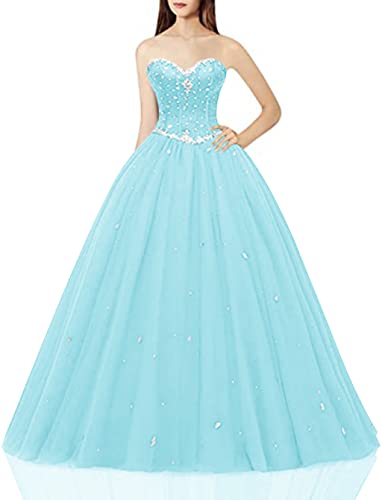 Image of Likedpage Women's Sweetheart Ball Gown Tulle Quinceanera Dresses Prom Dress