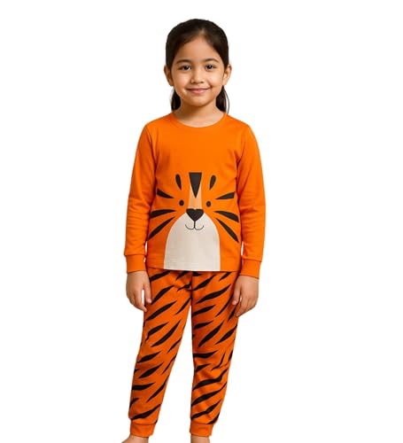 Image of Hestia | H.NSG.N.1 | Kids Girls Nightwear | Sleepwear | Cotton |Trouser Full Sleeves Tshirt | Elastic Waist |Night Dress with Pyjama Tshirts for Girls|All Over Horse Printed |Blue Color 4-6Yrs |Set 1