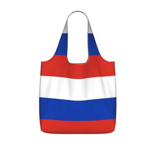 CNTDBU Bolsa de compras plegable con bandera rusa, ligera, reutilizable, plegable, para comestibles, mochila de viaje de 25 litros con cordón para el trabajo y el gimnasio