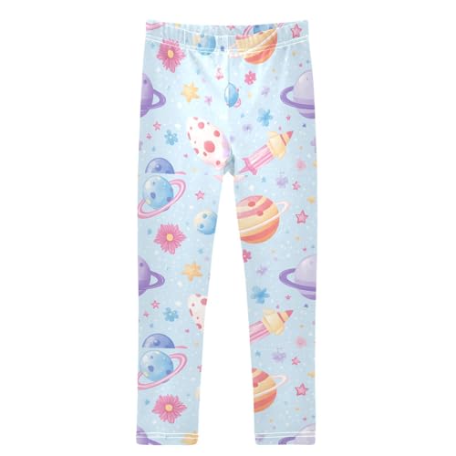 Purple Space Planets Girls Leggings Kids Yoga Pants Dance Active Tights 4T