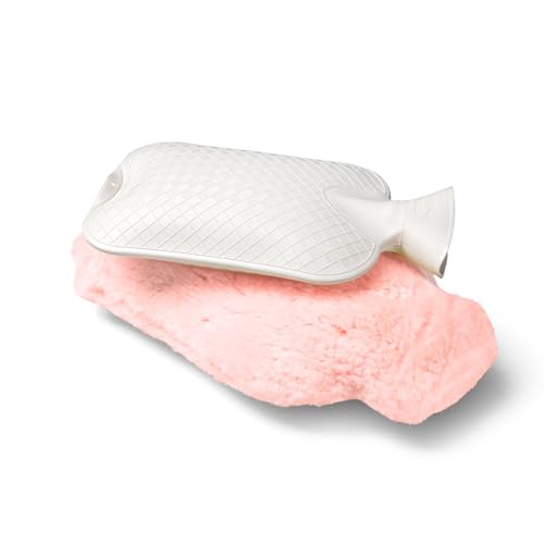 Fellhof Wärmflasche mit Lammfellbezug, 2 Liter | Hochwertiges Merino-Lammfell, Temperaturregulierend & OEKO-TEX® zertifiziert | Ideal für Kinder &...