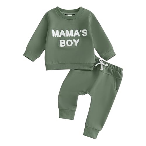 Image of Baby Boy Fall Clothes, Infant Toddler Winter Outfits Letter Embroidery Long Sleeve Sweatshirt Pants Sweatsuit Set