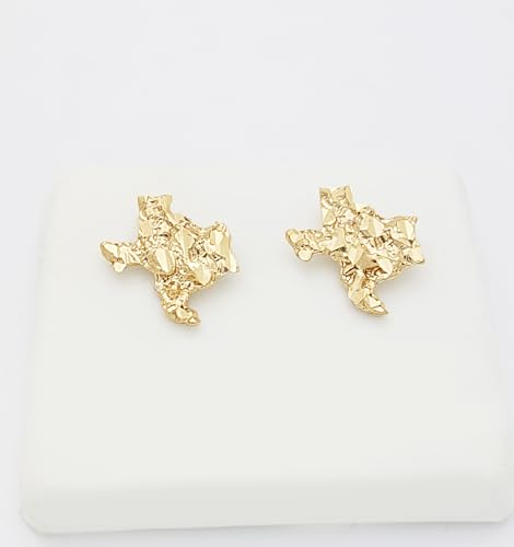 10k Yellow Gold Texas Nugget Earrings 12 mm x 11 mm2