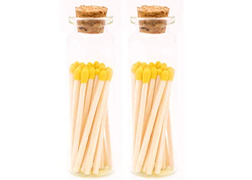 Pineapple Yellow Decorative Matches, 40+ Small Premium Wooden Matches | Artisan Matches for Candles, Safety Matches for Lighting Candles with Match Striker On The Bottle
