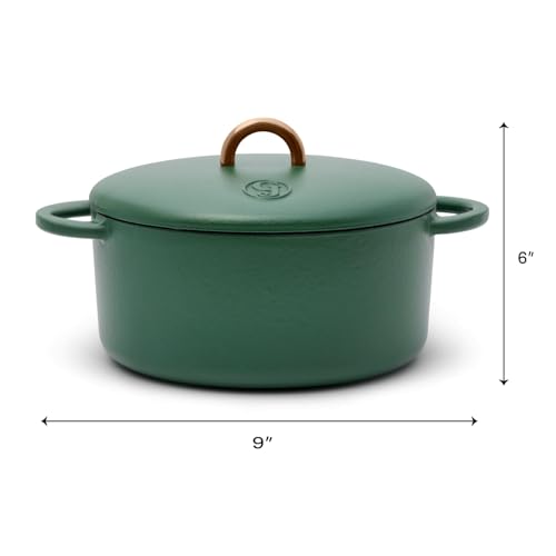Image of Great Jones 3.5 Quart Enameled Cast Iron Dutch Oven Pot w /Lid (Broccoli) | Small Dutch Oven For Bread Baking, Round with Dual Handles, All Stovetop Safe up to 500, Non Stick & Dishwasher Friendly