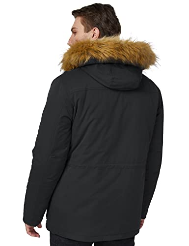 Image of WenVen Men's Winter Warm Thickened Waterproof Parka Jacket Fur Hooded Coat