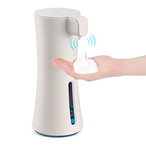Automatic Foaming Hand Sanitizer Dispenser, 15oz./450ml Touchless Smart Foaming Soap Dispenser, HITRENDS Infrared Motion Sensor Soap Dispenser, Long Standby for Bathroom Kitchen Office (Beige)