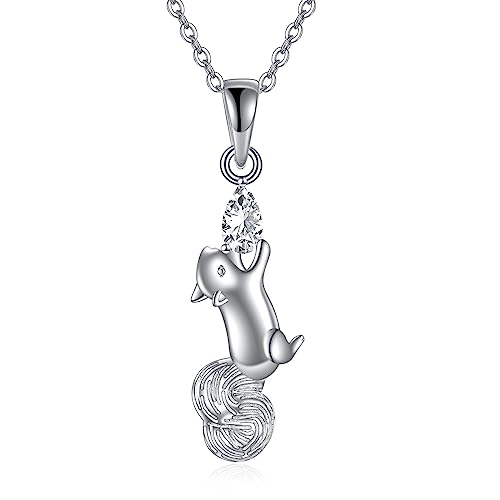 Squirrel/Sloth/Black Cat Necklace Sterling Silver Animals Pendant Fashion Animals Jewelry Gift for Women