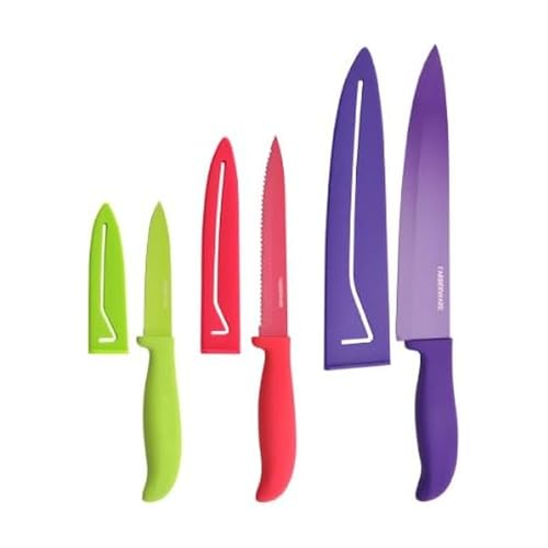 Farberware Classic Color 6-Piece Non-Stick Resin Knife Set, 0, Red/Green/Purple