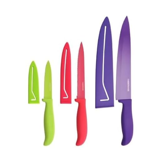 Farberware Classic Color 6-Piece Non-Stick Resin Knife Set, 0, Red/Green/Purple