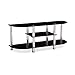 Hodedah Import Extra Wide Tempered Glass Tv Stand, Black
