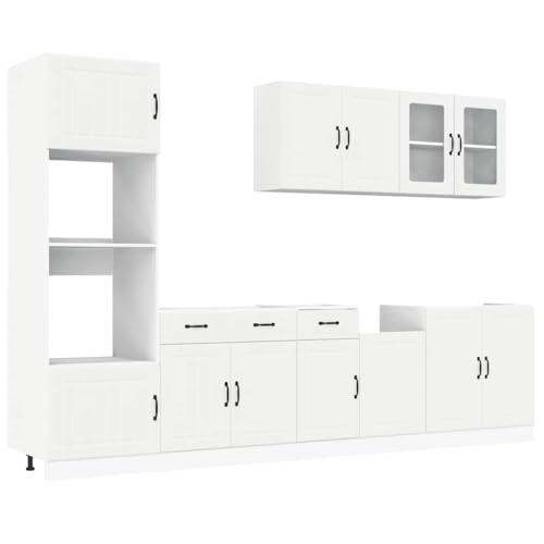 vidaXL Mueble de Cocina Kalmar Blanco 7 Piezas Madera contrachapada, Conjunto de Unidades de Cocina, Conjunto de gabinetes, Estante de Almacenamiento