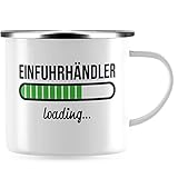 JUNIWORDS Emaille-Tasse, Einfuhrhändler loading, Silberner Tassenrand (6193187)