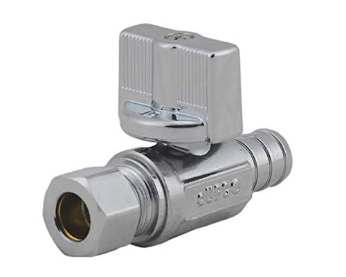 LD Valve-1/4 Turn Straight Stop Valve, 3/8-in Compression x 1/2-in PEX,Quarter Turn LF Brass Chrome Plated OD to PEX Straight Shut off Valve for Faucet or Toilet Installation (4-Pack) - Thumbnail 4