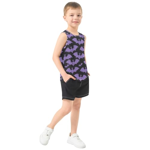 Boys' Tank Top Shirt Halloween Purple Bat Sleeveless T-Shirts4