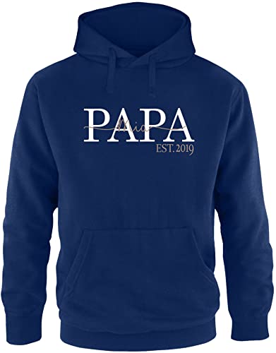 EZYshirt® Papa Hoodie mit Kindernamen | Geschenk zum Vatertag | Pullover Herren | Männer Kapuzenpullover | Hoodie
