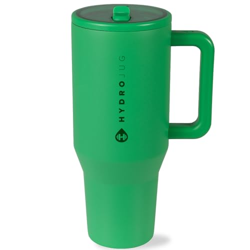 Image of HydroJug Traveler - 32 oz Water Bottle with Handle & Flip Straw - Fits in Cup Holder, Leak Resistant Tumbler-Reusable Insulated Stainless Steel & Rubber Base - Gifts for Women & Men, Clover