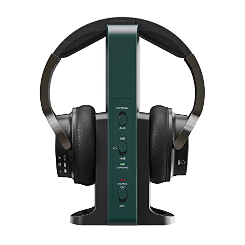 Rybozen Wireless Headphones for TV Watching with 2.4G Digital RF Transmitter Charging Dock, Hi-Fi Over-Ear Cordless Headset with Optical/RCA/3.5MM Ports, for Watching Home Television Game Computer