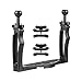 BGNing DSLR Diving Dual Handheld Tray Bracket with Clip Screw Adapter or Ball Head Mounting Adapters for Sports Camera Underwater Photography (with Clips kit)