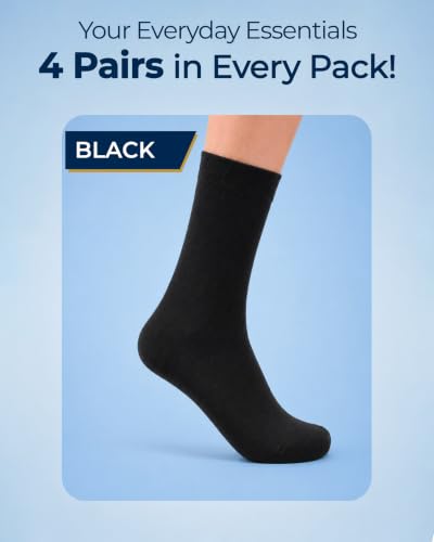 Image of Pembrook Bamboo Viscose Dress Socks Women - 4 Pairs Crew Trouser Socks Women | Moisture Wicking Thin Socks Women