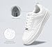 LUCKY STEP Women Fashion Sparkle Rhinestone Sneakers White Leather Low Top Tennis Shoes Lace Up Casual Comfortable Walking Shoe(All White,7B(M) US)
