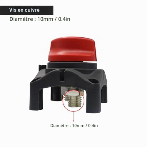 Qiilu 12V interrupteur d'isolateur de batterie marine, interrupteur à deux niveaux de coupe-circuit principal d'isolateur de puissance de batterie pour yacht de RV