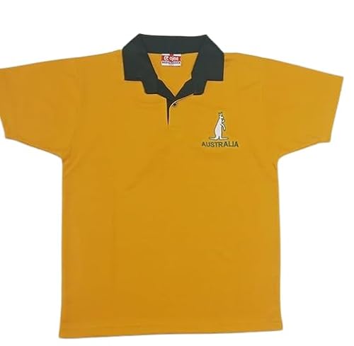 Image of New Model UK Mens Australia Rugby Half Sleeve T-Shirt | Button Down Collar Style | Size S to 5XL (M) Yellow