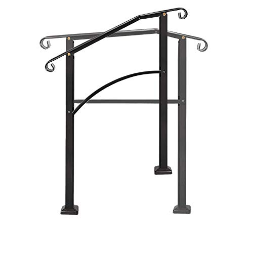 Handrails for Outdoor Steps, Black Handrail Arch,2 or 3 Steps Stair Handrail,Adjustable Outdoor Stair Railing with Installation Kit Hand Rails for Outdoor Steps