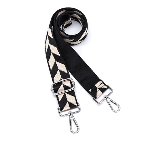 Image of S&loyoe Silver bucklePurse Straps Replacement Crossbody Bag Strap Adjustable Wide Guitar Straps for Handbags 1.5inch (Rhombus black silver)