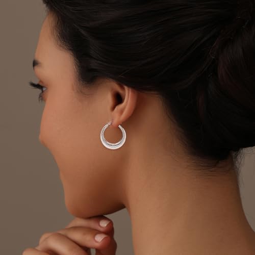 LeCalla 925 Sterling Silver Rope Twisted Hoop Earrings - Women's Chunky Hoops - Lightweight Click Top - Italian Design Shrimp Earring2