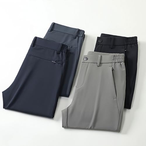 Glideactive - Men's Active Khaki Pants with Expandable Waistband,Caracomfy Mens Business Casual Stretch Slacks2