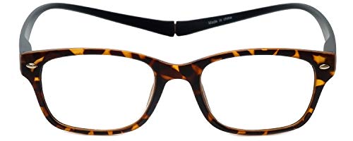 Magz Greenwich Reading Glasses +2.00 Tortoise Havana Gold Men/Women Readers Neck Hanging Magnetic Rear Connecting