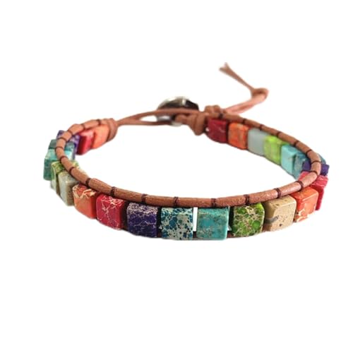 Image of 7 Chakra Bracelet Bohemian Handmade Leather Wrap Healing Protection Natural Stone Yoga Beaded Bracelets Boho Friendship Jewelry