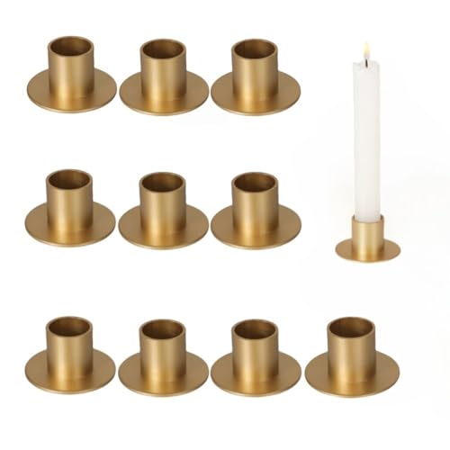 Lot de 10 bougeoirs coniques en métal pour bougies coniques de 2 cm de diamètre pour mariage, fête, anniversaire, centres de table, cadeaux de pendaison de...