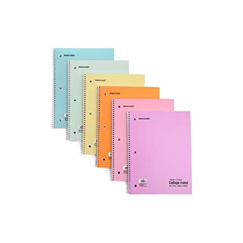 Mintra Office Spiral Notebooks Mintra Office Spiral Notebooks - Pastel, College Ruled, 6 Pack, For School, Office, Business, Professional,70 Sheets Cover