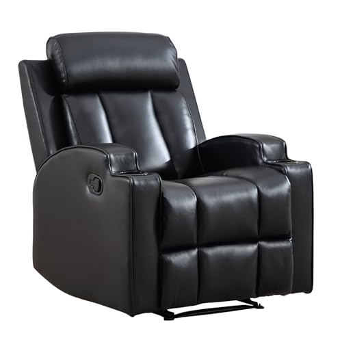 Sillón reclinable manual cuero sintético negro miniatura 7