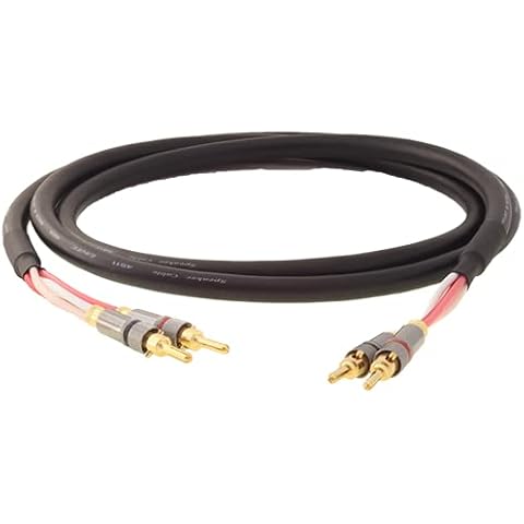 Blue Jeans Cable Canare 4S11 Speaker Cable, with Ultrasonically-Welded Conventional (Non-Bi-Wire) Terminations, (One Cable - for one Speaker); Assembled in The USA (8 Foot, Bananas to Bananas, Black) Cover