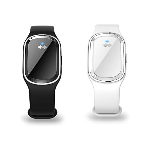 Ultrasonic Mosquito Repellent Bracelet 2pcs Electronic Mosquito Repellent Electronic Anti-Mosquito Wristband Watch with USB Charging for Children and Adults - White+Black Cover