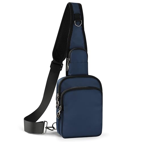 VADOO Sling Bag, Crossbody Bag with Zipper Lock, RFID Blocking & Water Resistant for Men and Women (Blue)