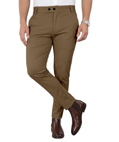Image of Mehrang Men's Stretchable Stretchable Formal Pant Trousers | Stylish Slim Fit Men's Wear Trousers for Office or Party | Polycotton Knitted Fabric