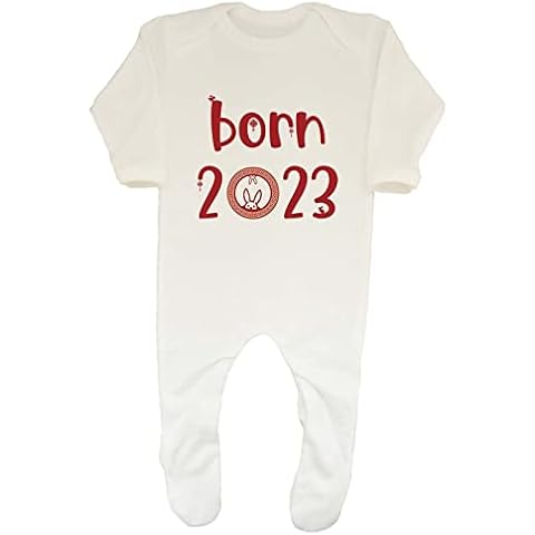 Shopagift Chinese New Year Born 2023 Rabbit Baby Sleepsuit Romper Gift White Cover