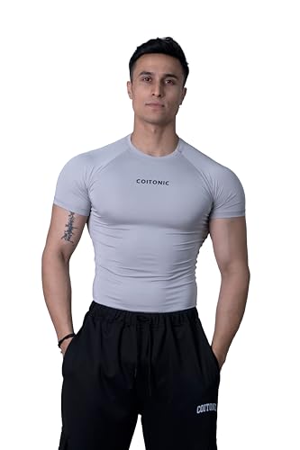 Image of COITONIC Men Compression Half Sleeves Round Neck T-Shirt for Gym and Sports Wear