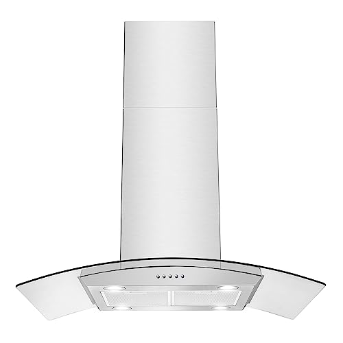 Comparison: Best Range Hood For Vaulted Ceiling 7 Tieasy 36 inch Island Range Hood 700 CFM Ceiling Mount Hood Stainless Steel Stove Vent Hood with Tempered Glass, Push Button Controls, Mesh Filters