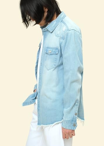 Image of VICTORIOUS Men's Distressed Denim Jacket