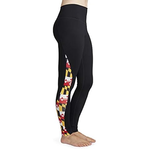 Covalent Activewear Women's Maryland Flag High Waisted Leggings for Yoga and Running Black Cover