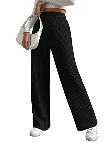 GORGLITTER Lange broek met wijde pijpen voor dames, met elastische tailleband, stretchbroek met hoge tailleband - Afbeelding 5