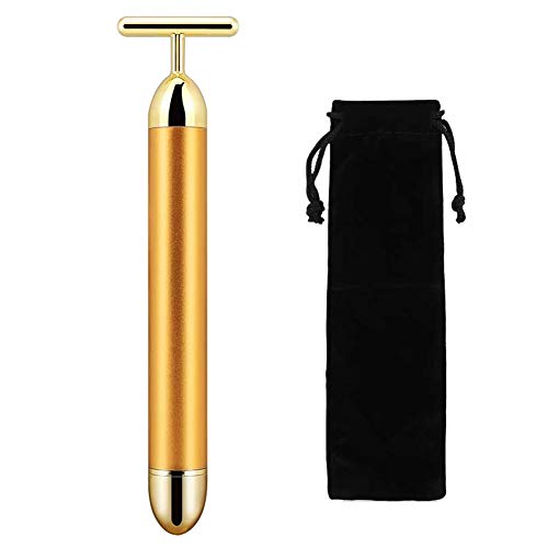 Preisvergleich Produktbild Gesichtsmassagegerät, NALCY 24k Golden Pulse Gesichts Massagegeräte T-förmige Bar Wasserdicht Face Lift Beauty Massagegerät für Anti-Falten-Behandlung, Gesichtspflege