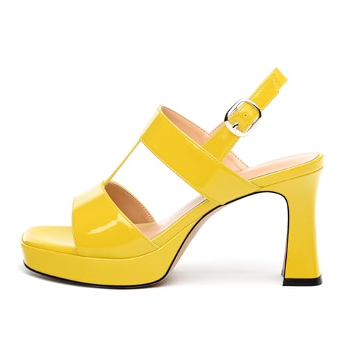 Women's Platform Sandals, Buckle Ankle Strap Open Toe Heeled Sandal, Fashion High Heel Sandals for Wedding Partying Dating2